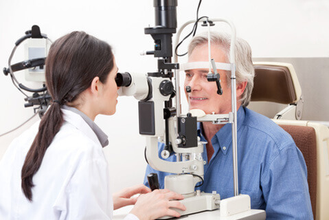 Man being tested for glaucoma