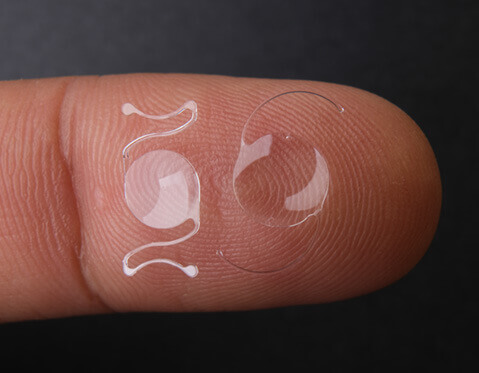 Intraocular lenses on finger tip