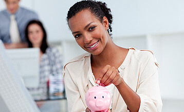 Woman with piggy bank