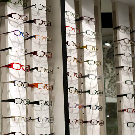Rows of eyeglasses